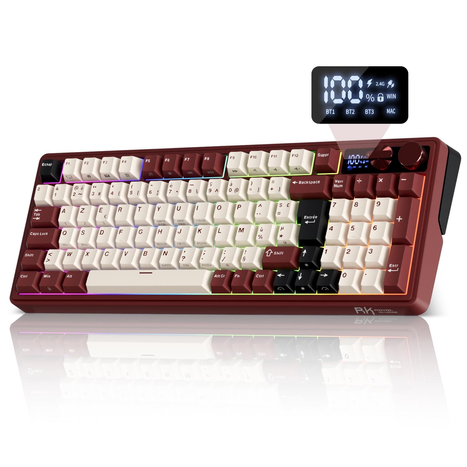 RK Royal Kludge M100 Clavier Mécanique Gamer Sans Fil AZERTY