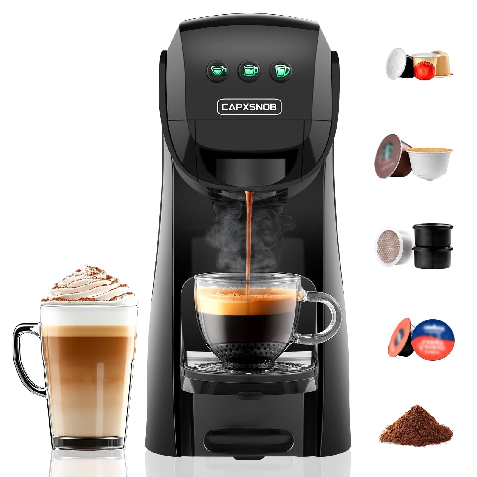 Warriors1 Cafetière Capsule 5-en-1 compatible Dolce Gusto