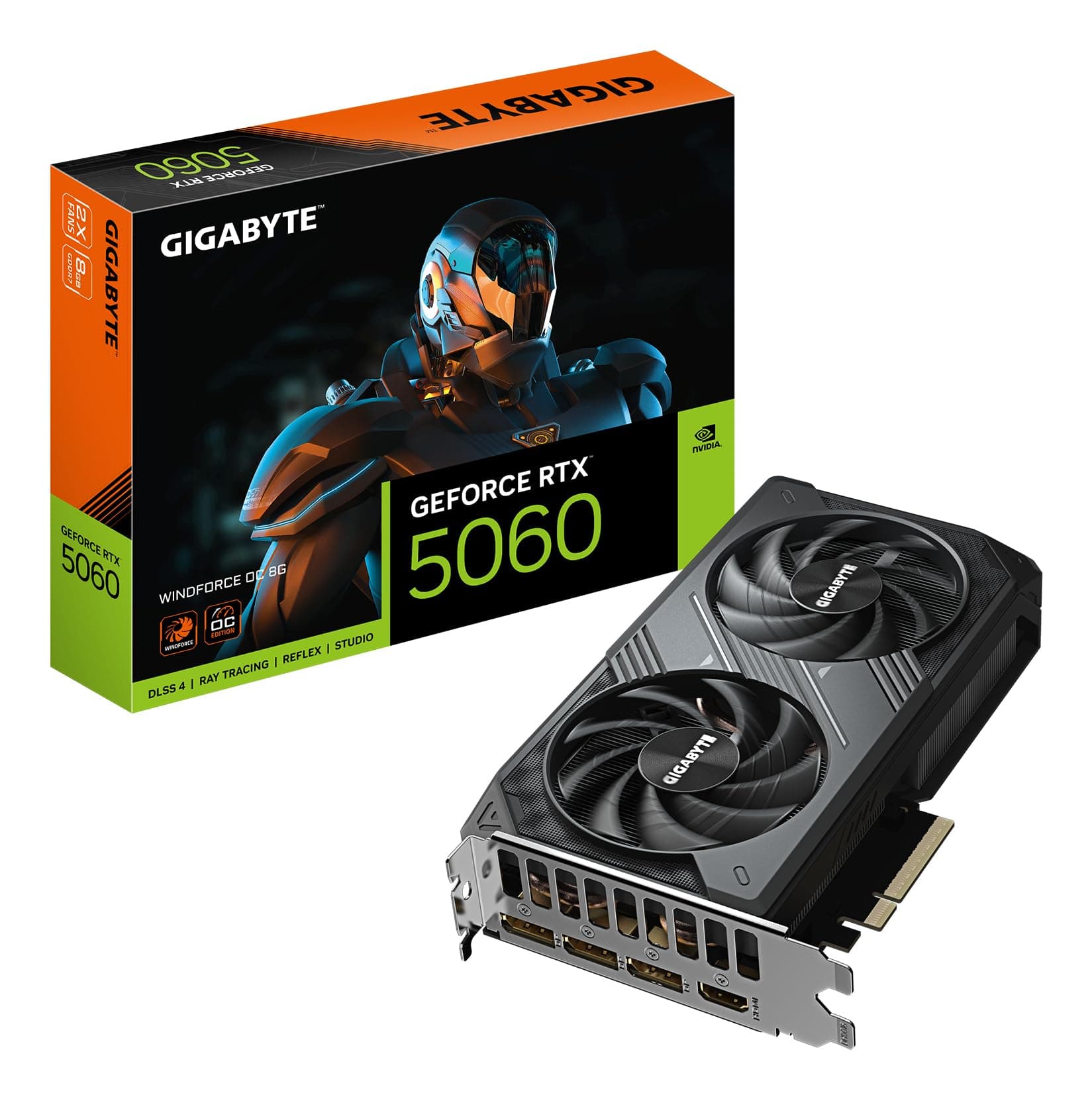 GIGABYTE GeForce RTX 5060 WINDFORCE OC 8G Carte Graphique - 8GB GDDR7, 128bit, PCI-E 5.0, 2512 MHz Fréquence du cœur, 3 x DisplayPort, 1 x HDMI, GV-N5060WF2OC-8GD