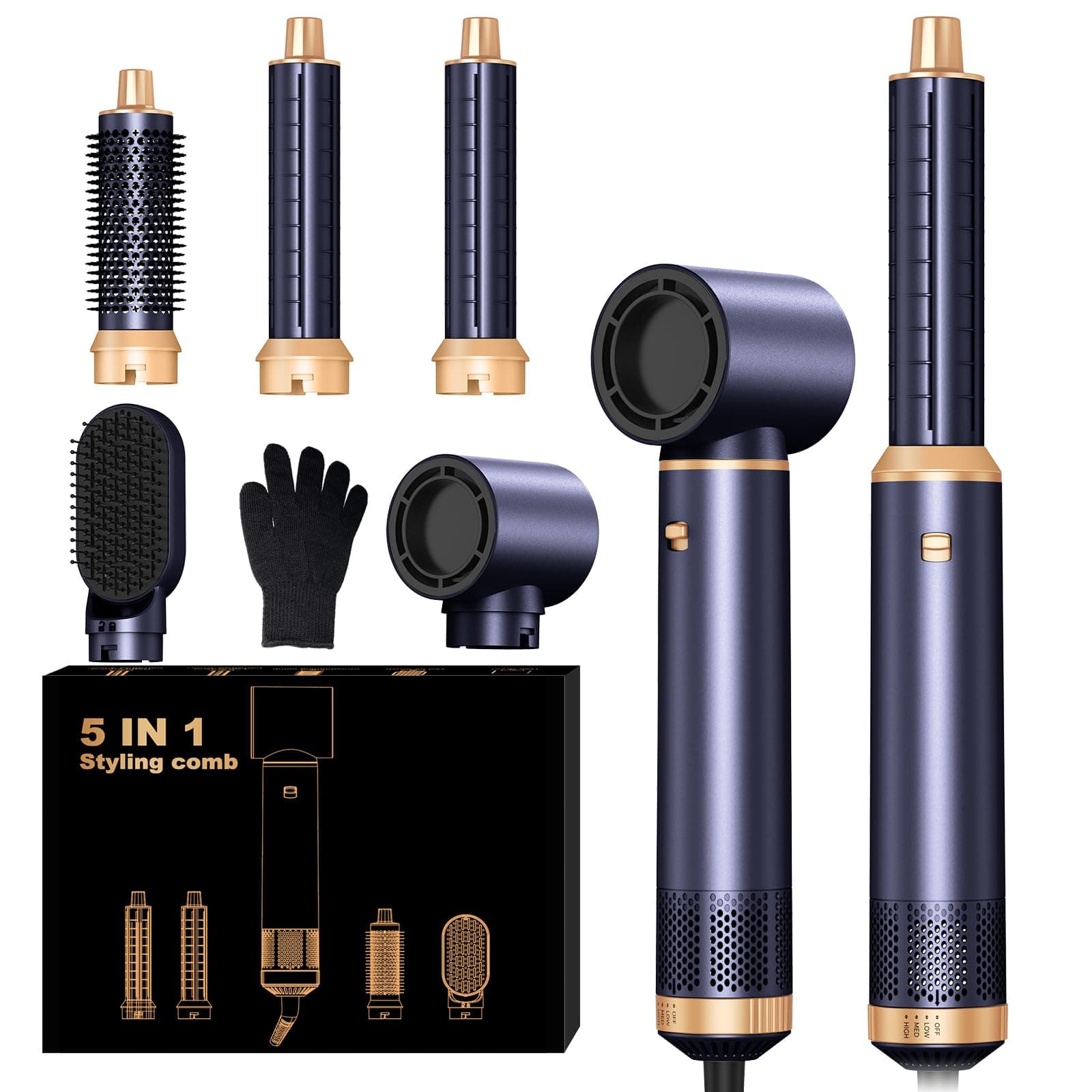 Brosse Soufflante 5 en 1 Air Brush Coiffante Sèche-cheveux