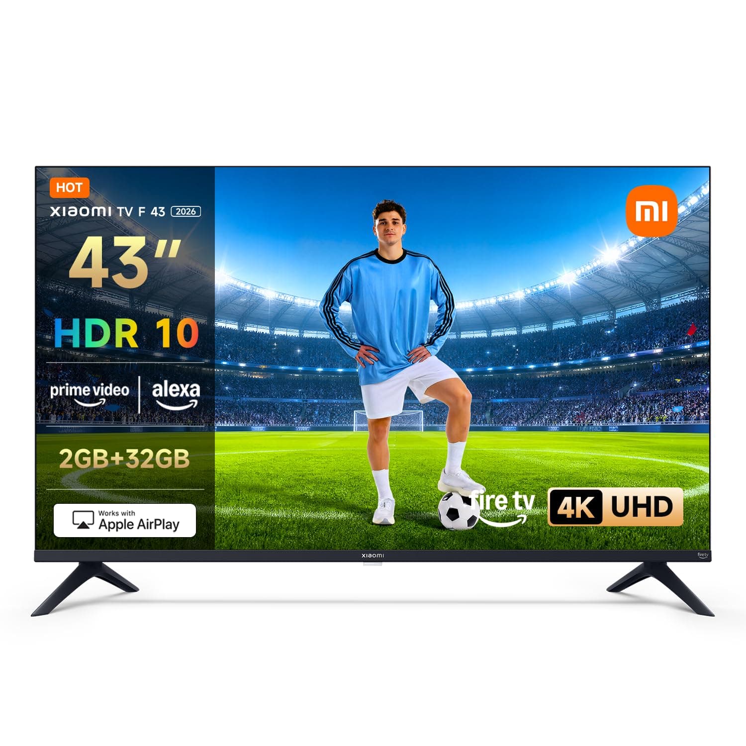 XIAOMI TV F 43, 109 cm (43 Pouces), 4K UHD, Smart TV, Fire TV, Contrôle Vocal Alexa, HDR10, MEMC, 2Go+32Go, Compatible avec AirPlay
