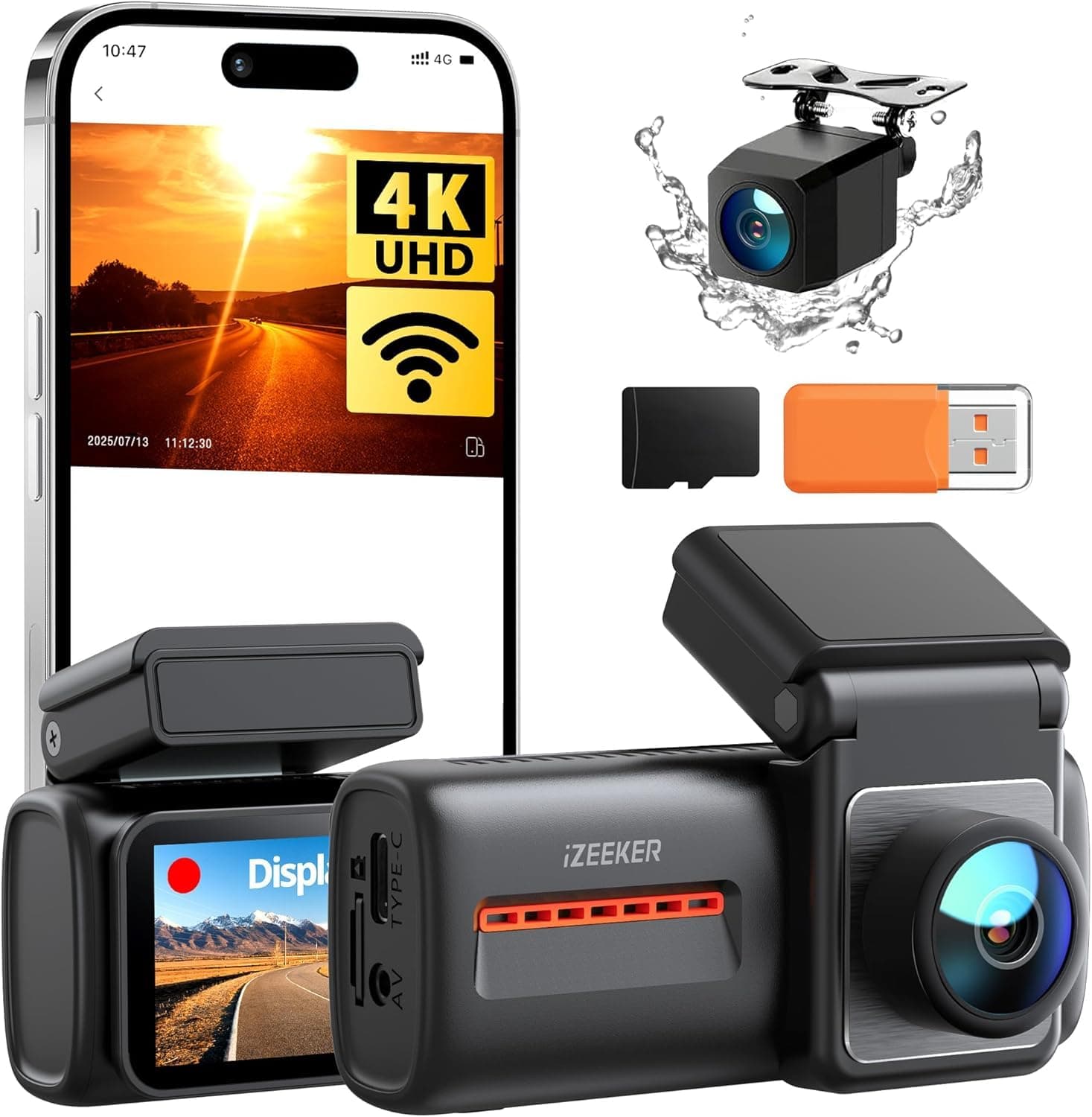 iZEEKER Dashcam 4K Avant-Arrière