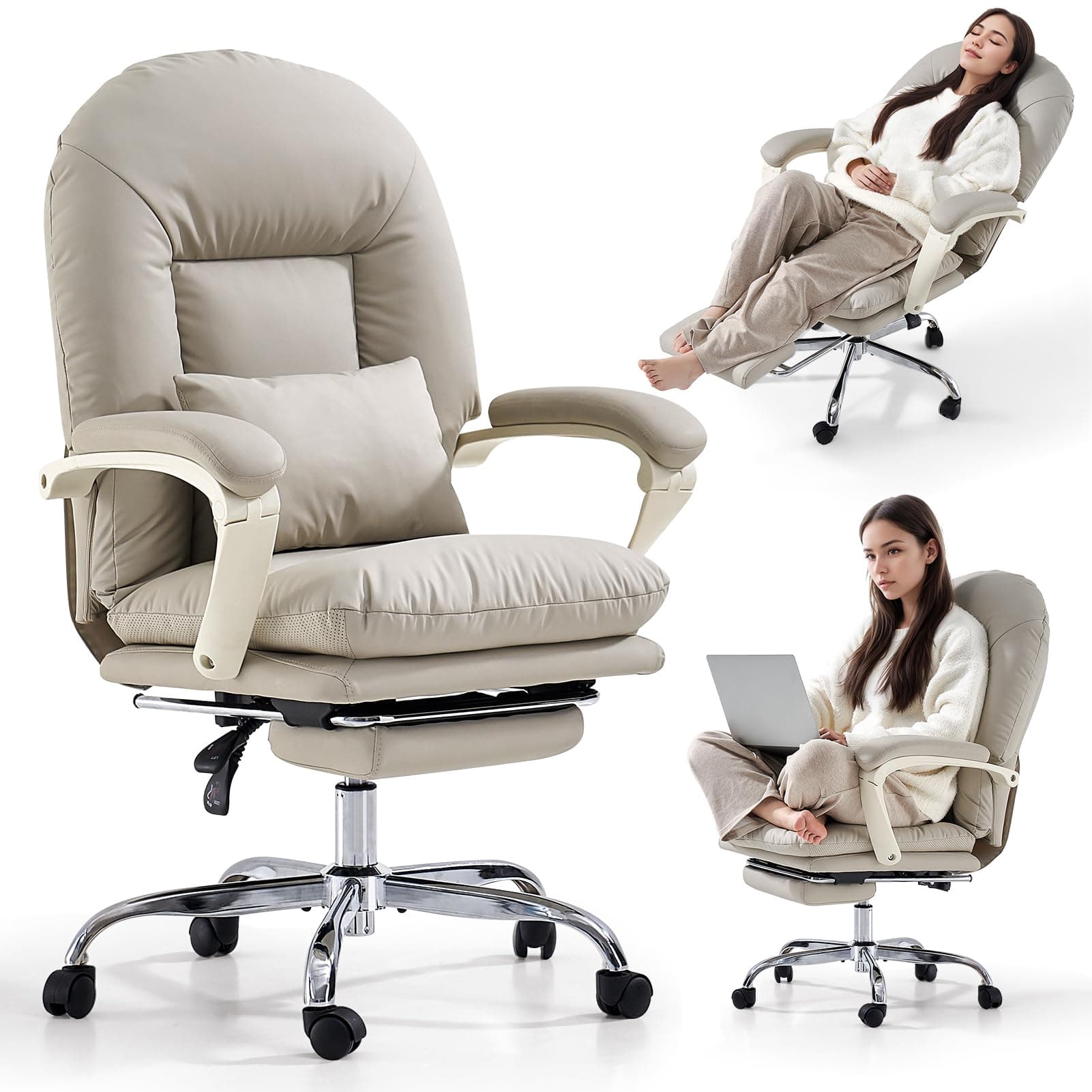 EMIAH Fauteuil de Bureau Ergonomique avec Repose-Pieds