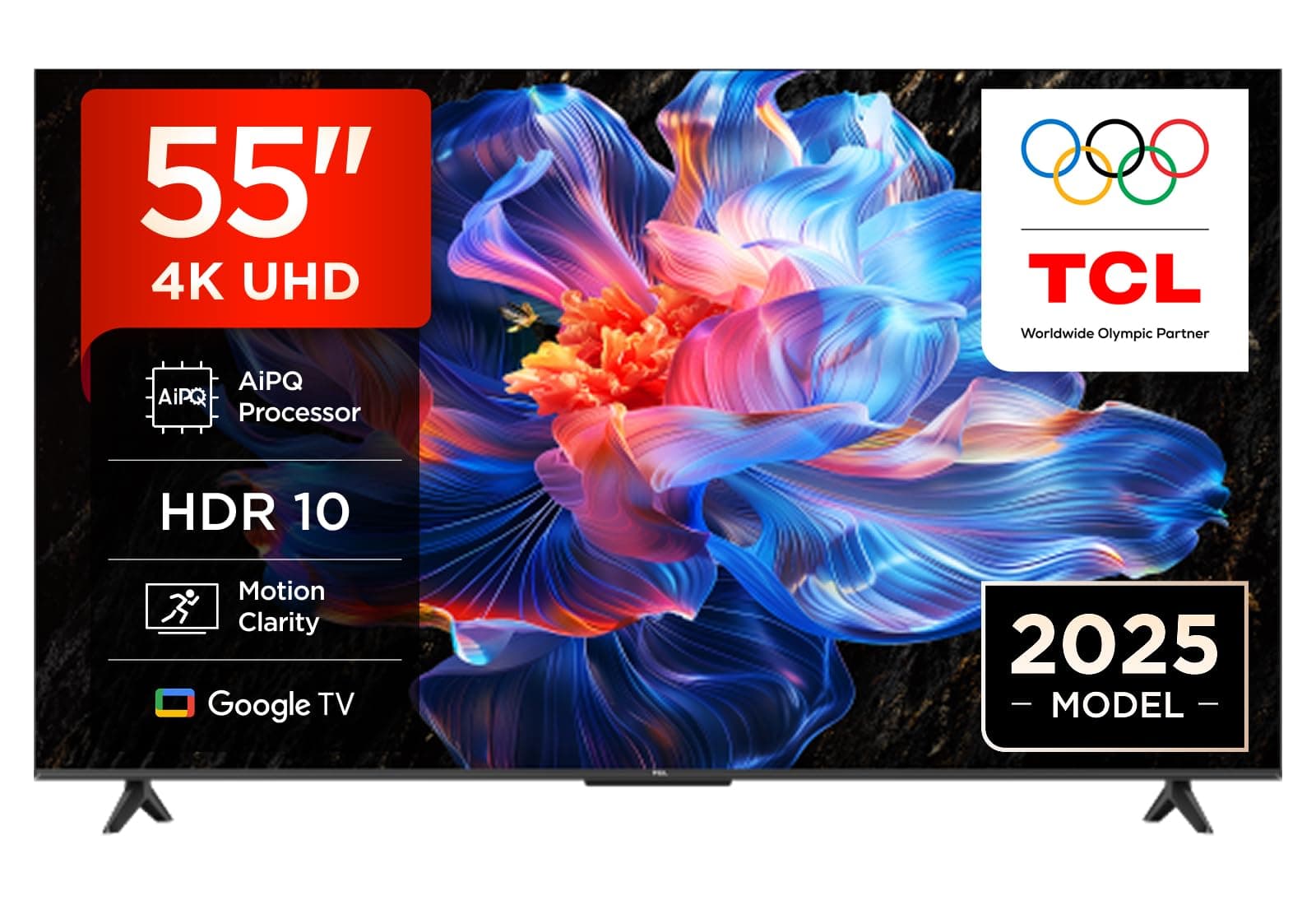 TCL 55V6C LED Direct Smart TV 55", HDR 4K, avec technologie Google TV (Dolby Audio, Motion Clarity, compatible avec Google Assistant et Alexa)