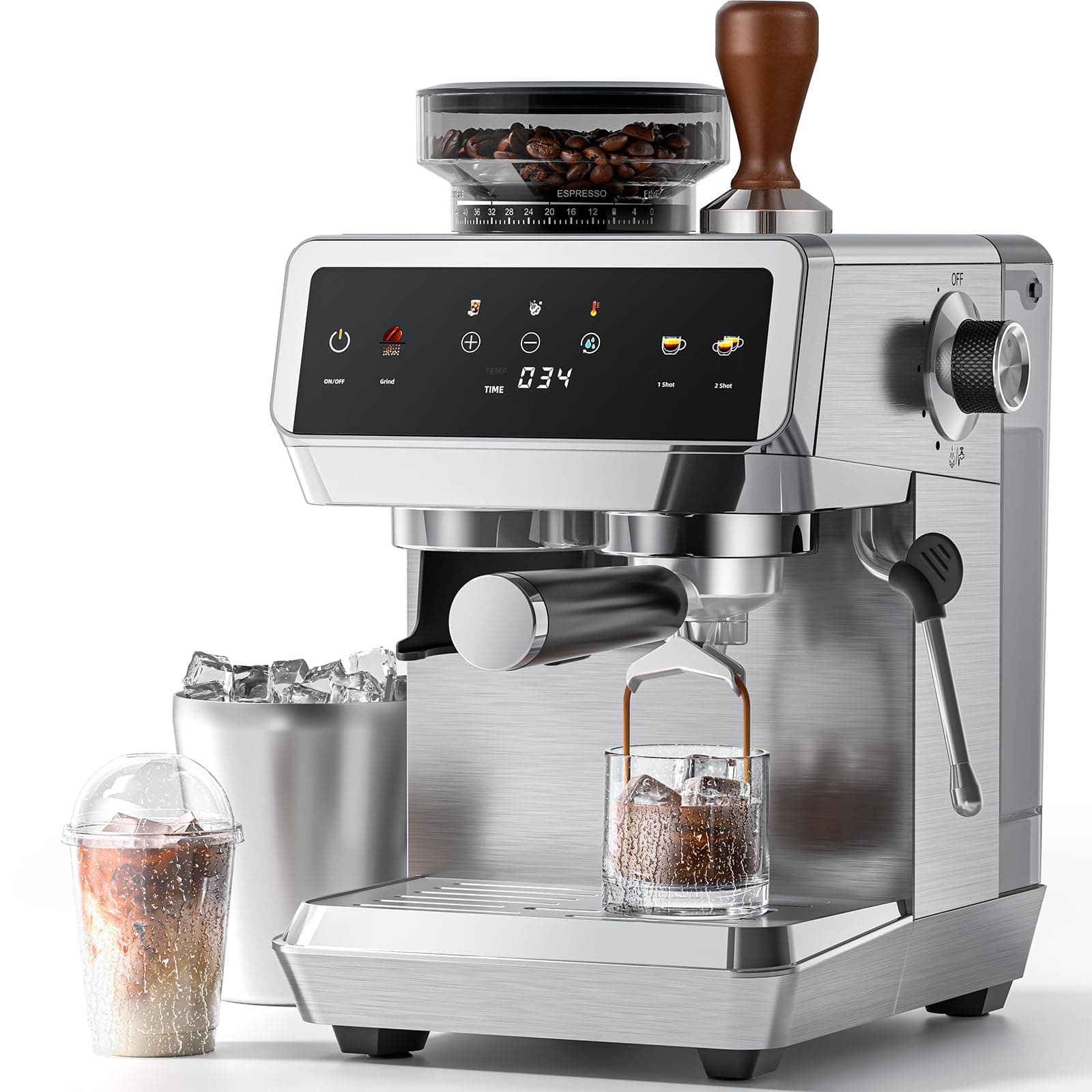 AMZCHEF Machine à café Expresso avec broyeur intégré 20 Bars