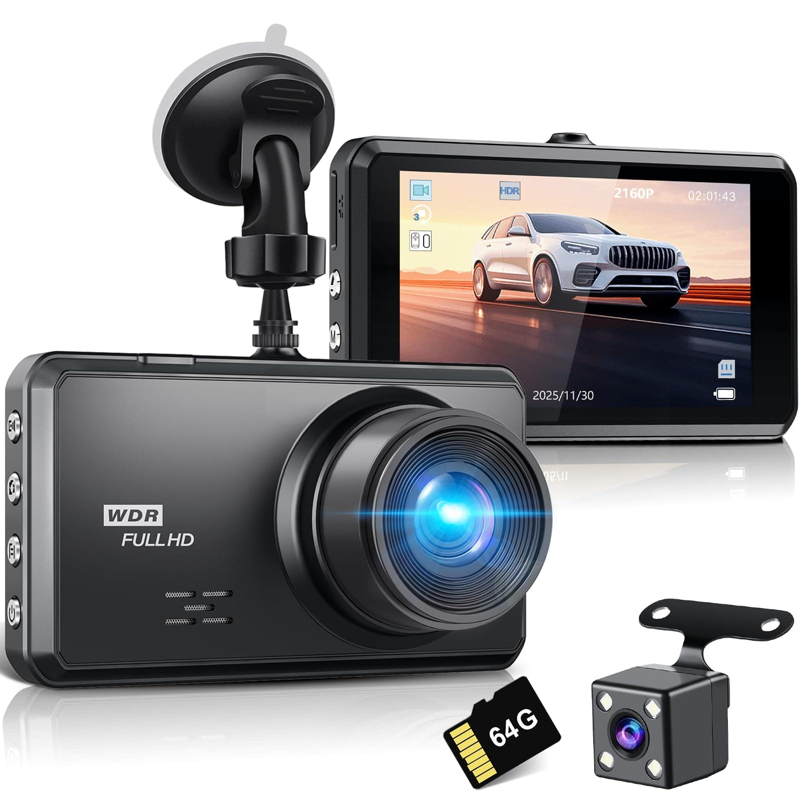 Miden Dashcam Avant Arrière 4K + 1K