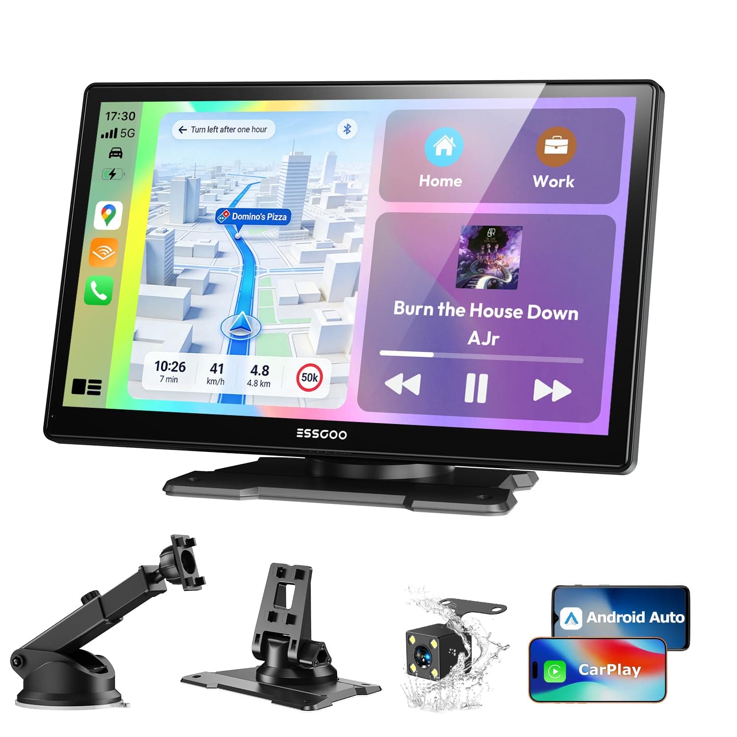 ESSGOO Écran CarPlay Voiture 9 Pouces avec Caméra de Recul Prend en – Image 1