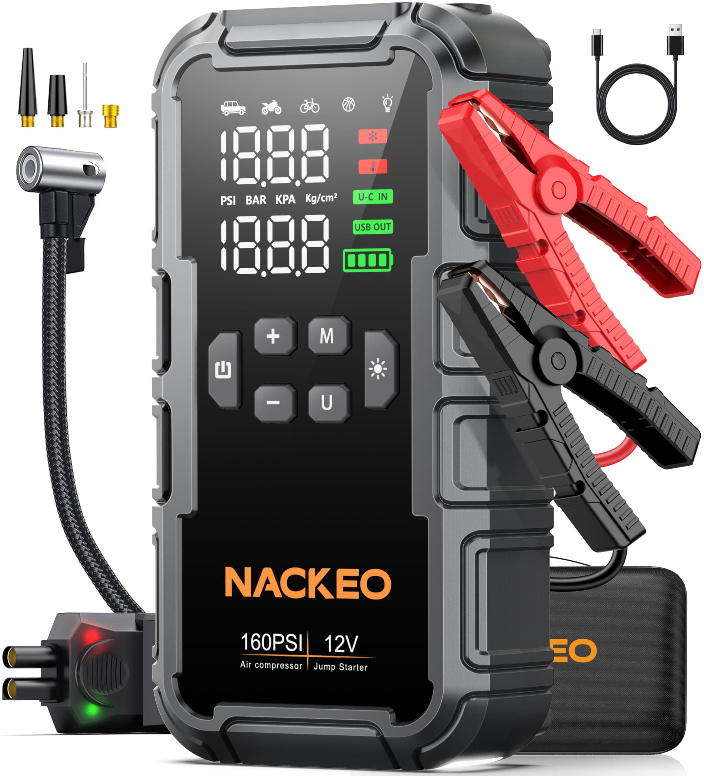 Booster Démarreur Voiture 8000A avec Compresseur 160PSI
