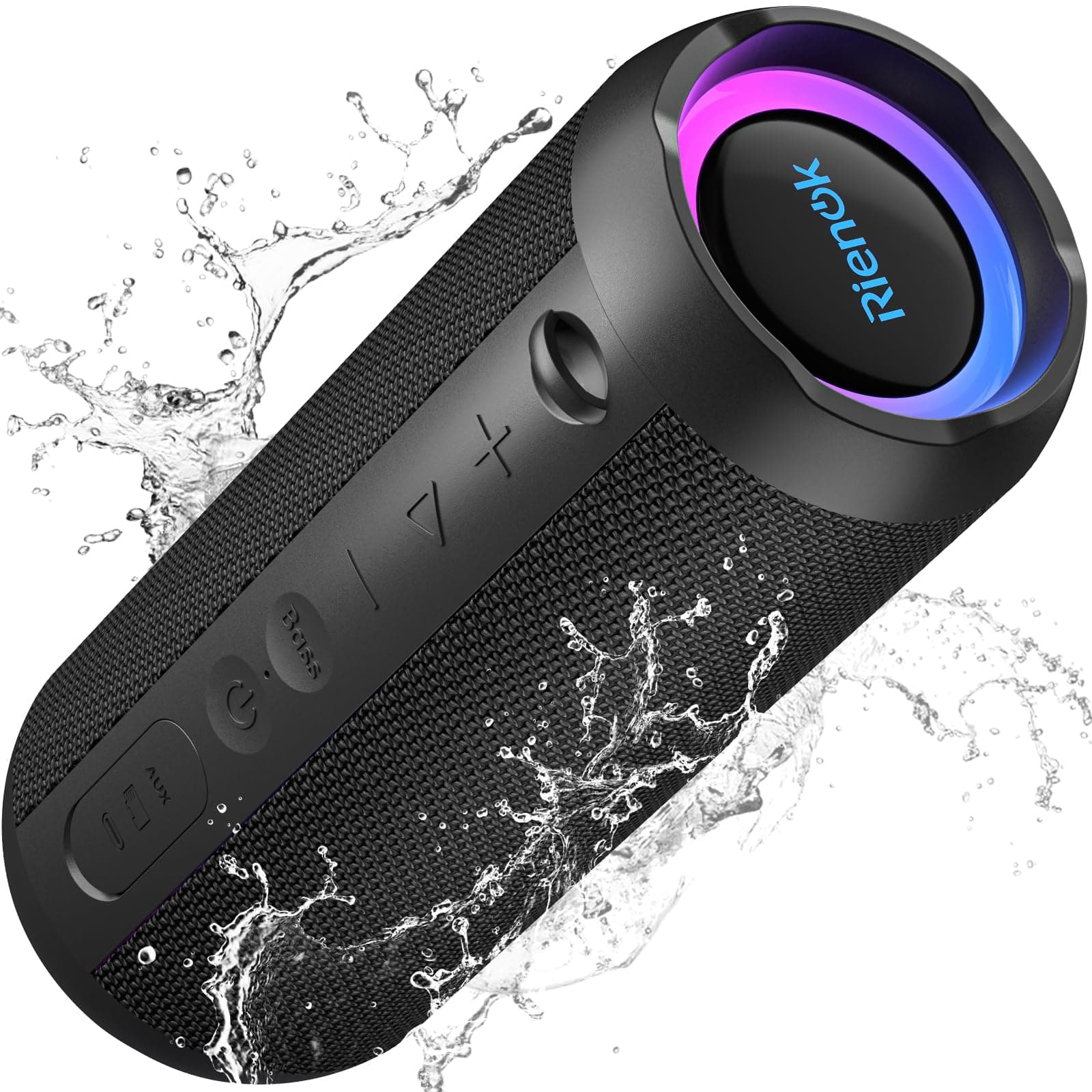 RIENOK Enceinte Portable Bluetooth aux Basses Renforcées, 30H, Bluetooth 5.3, 30W Enceinte Puissante, IPX7, AUX, TF Carte, pour Fêtes/Voyage/Extérieur, Noir – Image 1
