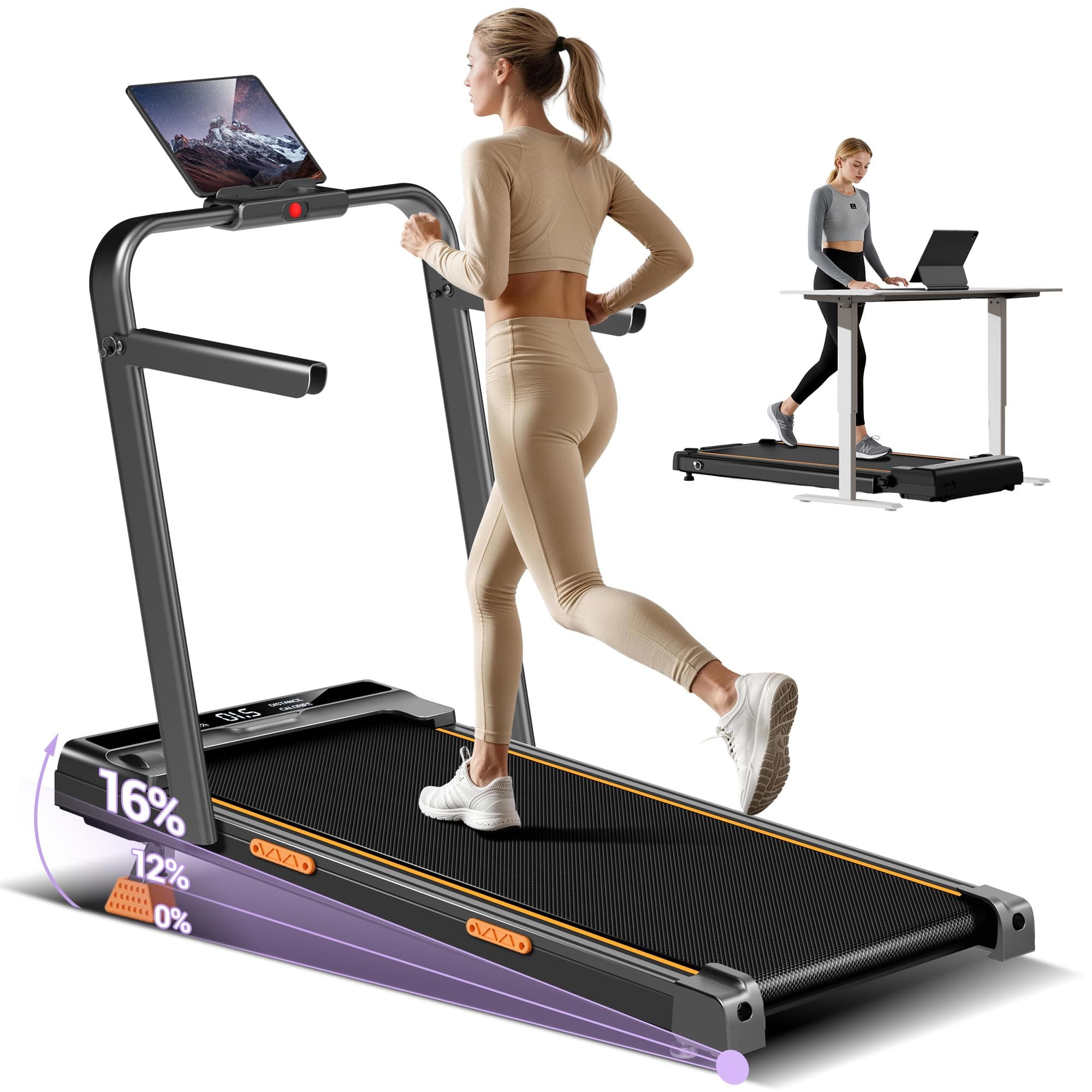LONTEK Tapis de Marche Pliable Inclinable 16%