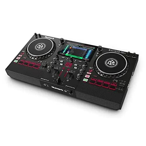 Numark Mixstream Pro+ contrôleur DJ avec séparation Stems, 2 platines, Wi-Fi, mixeur, écran tactile 7", haut-parleurs, compatible Serato et Virtual DJ