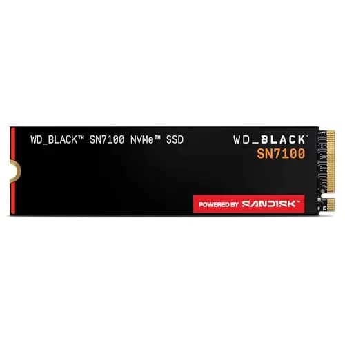 WD_BLACK SN7100 NVMe SSD 1 To (Jusqu'à 7250Mo/s/6900Mo/s en lecture/écriture, M.2 2280, PCIe Gen4. Next Gen TLC 3D NAND, SANDISK Dashboard, Pour les Ordinateurs et Gaming Portables)POWERED BY SANDISK