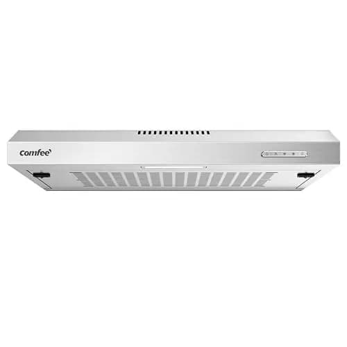 COMFEE' KWH-SLIF17SS-60 LED,Hotte aspirante 60 cm, sous comptoir, 2 modes d'aspiration - 3 niveaux de vitesse -Argenté