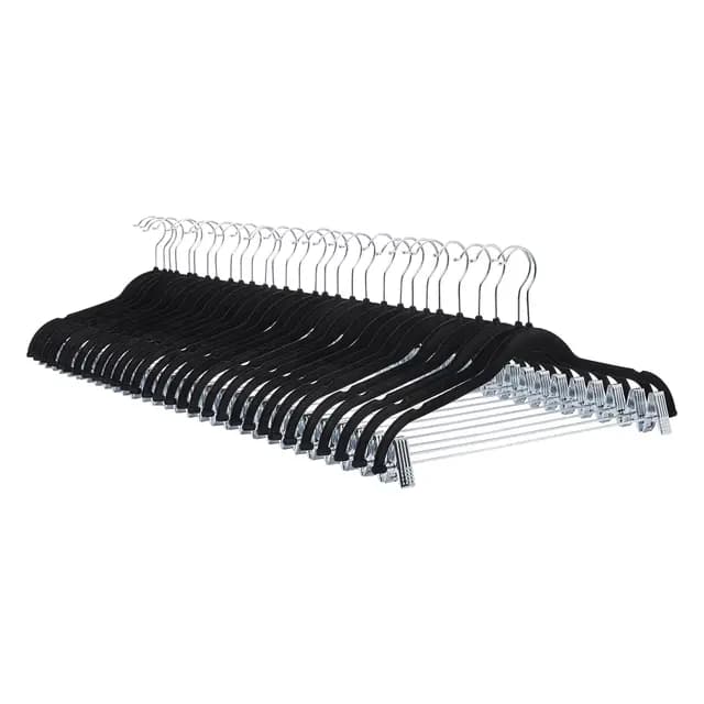 Amazon Basics Cintres en velours avec pinces pour jupes - lot de 24, noir