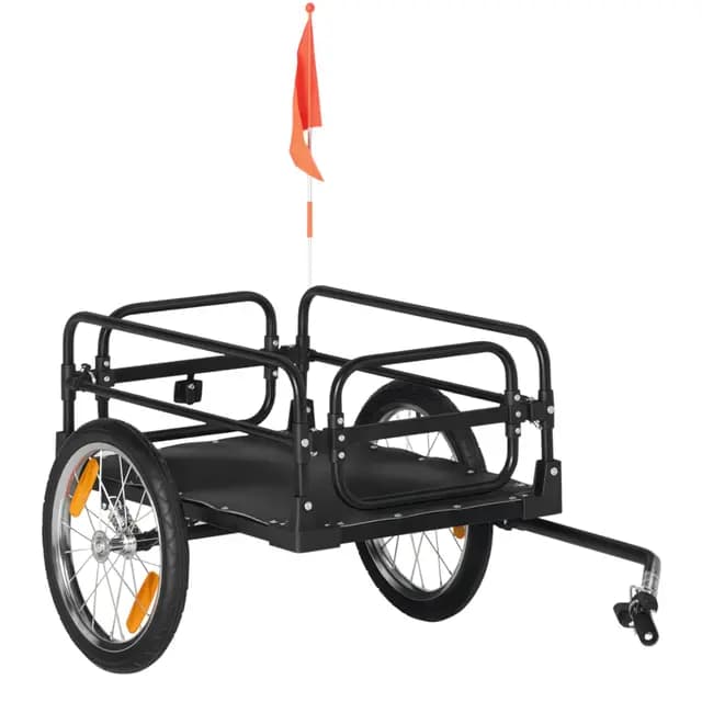 HOMCOM Remorque Pliable pour vélo en Acier Roues 16 Pouces Charge Max. 40 kg avec Barre d'attelage Universelle