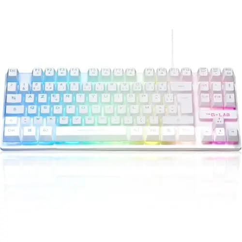 The G-Lab Keyz Caesium TKL Clavier Gamer TKL 87 Touches Filaire USB AZERTY Français, Rétro-Éclairage LED Multicolore - Clavier Gaming Compact sans Pavé Numérique pour PC/PS4/PS5/XBOX (Blanc)