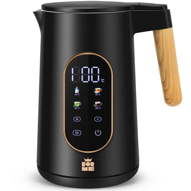 ForMe Bouilloire Electrique Inox 1,7L Contrôle de Température Réglable 40-100°C I LED Affichage de la Température I Fonction de Maintien au Chaud I Protection Anti-ébullition I Théière Sans BPA