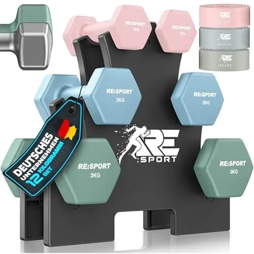 RE:SPORT Lot d'haltères avec support