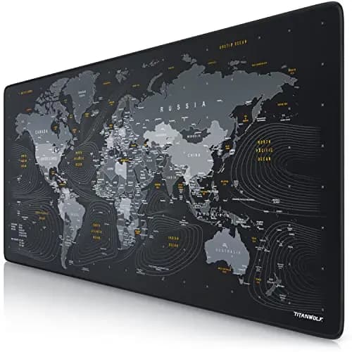 CSL Tapis de souris XXL Speed Gaming Titanwolf - Carte du monde - 900 x 400 mm - XXL - Grande taille - Améliore la précision et la vitesse
