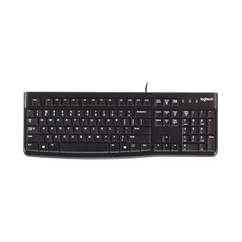 Logitech K120 Clavier Filaire pour Windows, USB Plug-and-Play, Taille Standard, Résistant Eclaboussures, Barre D'Espacement Incurvée, Compatible PC, Ordinateur Portable, Français AZERTY - Noir