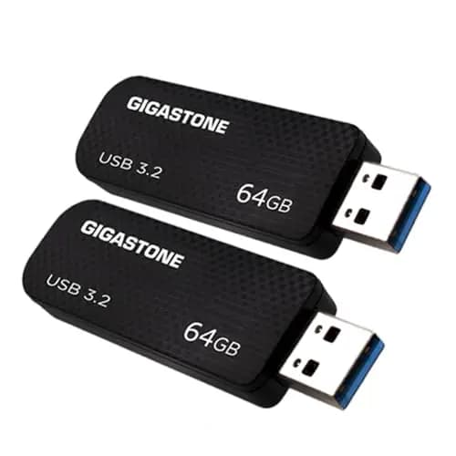 GIGASTONE 64Go Clé USB (Lot de 2) Z30 USB 3.2 Gen 1, 100Mo/s Ultra Rapide, Boucle Porte-clés, Design Coulissant, Stockage et Sauvegarde pour PC/Mac/TV/Voiture, USB 2.0/3.0/3.1 Compatible