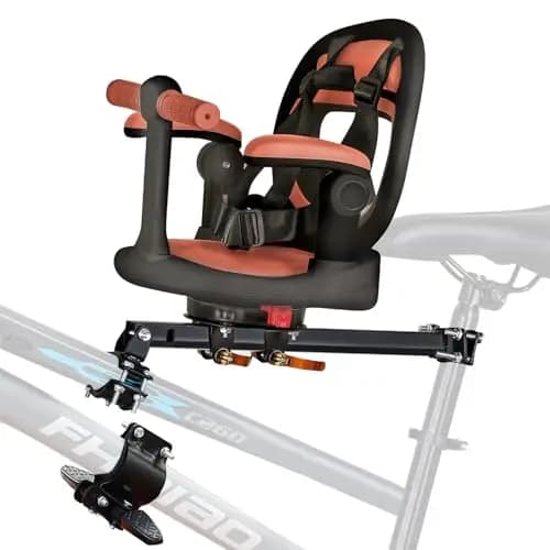 auvstar Siege Velo Enfant Avant,Siège De Vélo De Montagne pour Enfant,avec Ceinture De Sécurité,Dossier,Pédale,Accoudoirs,Siège Pivotant À 360°,Convient Aux Enfants De 1 À 3 Ans