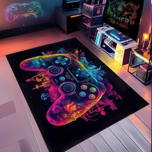 Tapis de Jeu pour Chambre de Garçon, 80 x 120 cm Tapis Gamer, Tapis Coloré pour Chambre de Garçons pour Salle de Jeu Salle de Jeux Décoration Maison, Contrôleur Imprimé, Lavable, Caoutchouc
