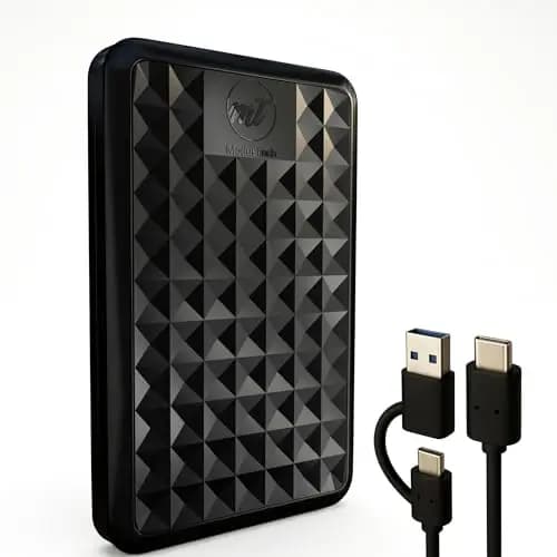 ModusTech Facet 1TB Disque Dur Externe Portable, USB-C/USB 3.1, Plug & Play, Disque HDD Ultra Fin pour Sauvegarde, Gaming, PC, Mac, Ordinateur Portable, PS4, Xbox, Smart TV (Noir)
