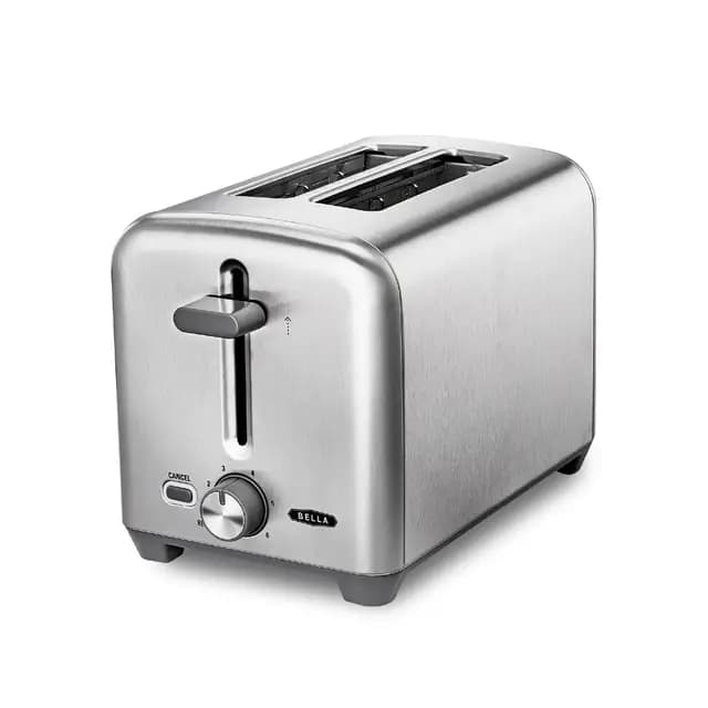 bella Grille-pain 2 tranches avec fentes extra-larges et tiroir ramasse-miettes amovible, 6 réglages de dorage, fonctions d’arrêt automatique et de réchauffage, pour griller pain, bagels et gaufres