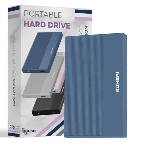 SUHSAI Disque Dur Externe 120 Go HDD de Sauvegarde de données – Extension de mémoire 2,5" Disque Dur Portable USB 3.0 Compatible avec Mac, Ordinateur de Bureau, PC, PS4, PS5, Console de Jeu (Bleu)