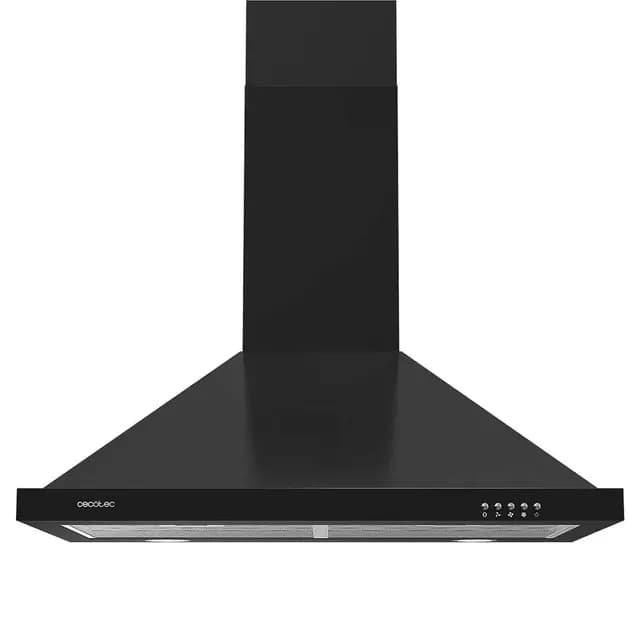Cecotec Hotte Aspirante Pyramidale de 60 cm Bolero Flux PM 604300 Noir C. Moteur 105 W, Aspiration 430 m3/h, Commande Mécanique, 3 Niveaux de Puissance, Lumière, Filtre en Aluminium, Finition Noire