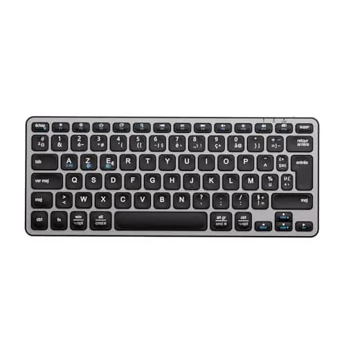 iClever Clavier Bluetooth, Clavier sans Fil, Compact, Ultra-Mince, Rechargeable, AZERTY Français pour iOS, Mac, Windows, Android,Gris