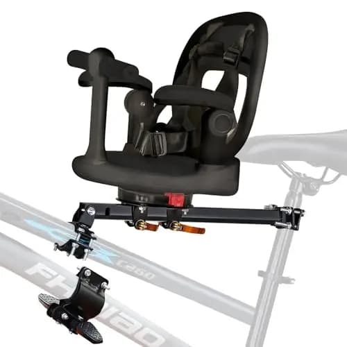 auvstar Siege Velo Enfant Avant,Siège De Vélo De Montagne pour Enfant,avec Ceinture De Sécurité,Dossier,Pédale,Accoudoirs,Siège Pivotant À 360°,Convient Aux Enfants De 1 À 3 Ans