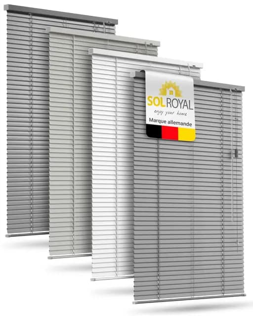 Sol Royal Store Vénitien sans Percage Aluminium 70x130 cm – Stores Vénitiens Intérieurs à Lamelles 25 mm – Store à Lamelles sans Percer – Protection Solaire & Visuelle – Argent Mat – JA2