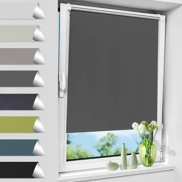 Allesin Store Enrouleur Occultant Thermique sans Perçage, Rideau Opaque Isolant, Montage Simple pour Fenêtre ou Porte, 40l x 170L cm, Largeur du Tissu 40 cm, Gris Foncé