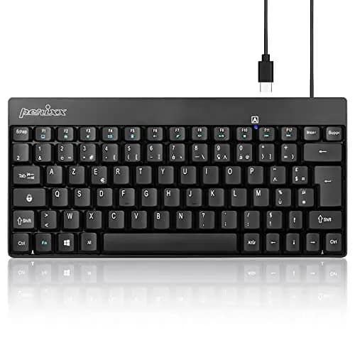 perixx PERIBOARD-422 FR, Mini Clavier Filaire AZERTY USB-C - Noir