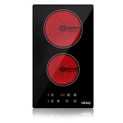 Table De Cuisson Vitroceramique 2 Foyers, Encastrable Plaque Vitrocéramique Intégrée, 3000W Double Plaque à Vitroceramique, Plaque de Cuisson Électrique, Double Zone de Cuisson, Commande tactile