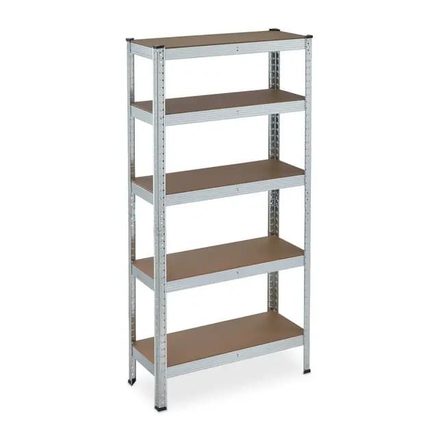 Relaxdays Étagère à Charge Lourde galvanisée, capacité 875 kg, 150x75x30 cm, 5 Niveaux, à Clipser, Acier, Cave, argenté