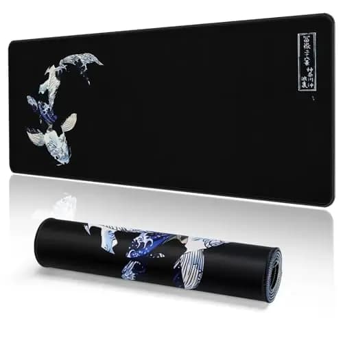 EFISH Tapis de Souris de Jeu Japonais XXL 800 x 300 mm Grand Tapis de Bureau Bords Cousus Imperméable Antidérapant pour PC, MacBook, Ordinateur Portable Améliore la précision et la Vitesse. (A3)