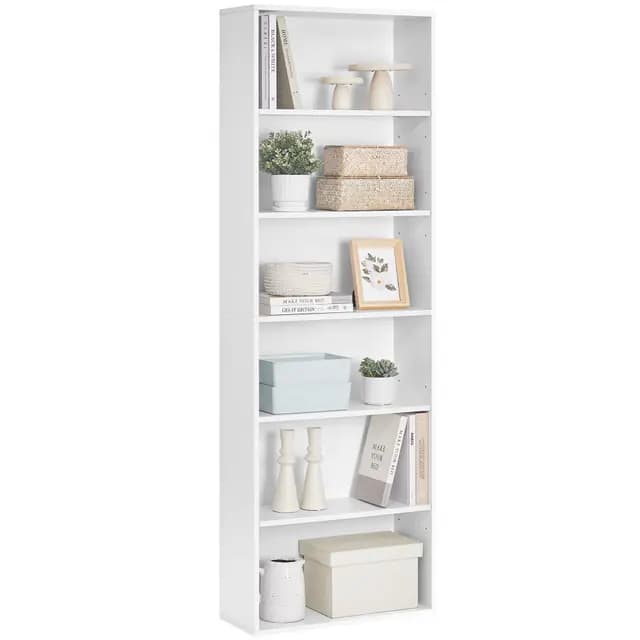 VASAGLE Bibliothèque, Étagère sur 6 Niveaux, Meuble de Rangement Ouvert, Étagère, 24 x 60 x 178,5 cm, pour Salon, Bureau, Salle à Manger, Blanc Nuage LBC169T14