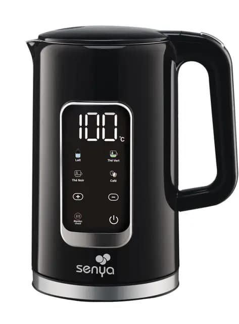 SENYA Bouilloire Électrique 1,7 L Inox – Température Réglable 40-100°C – Écran LCD – Maintien au Chaud 2h – 5 Programmes Thé Café – 2200W – Socle 360° – Double Paroi Anti-Brûlure