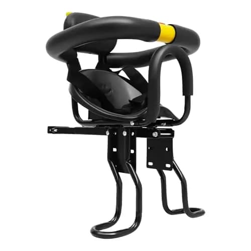 Siège avant pour vélo, selle enfant avec ceinture de sécurité et arceau pliable, longueur d'assise et hauteur de pédale réglables, sécurité enfant pour VTT, vélo de route et vélo de ville