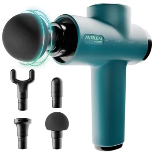 Beurer Pistolet de massage compact Antelope BOOM avec 4 embouts, massage puissant des points trigger, 5 niveaux d'intensite