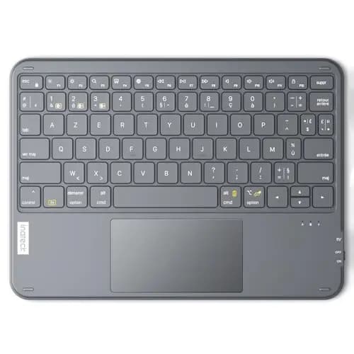 Inateck Clavier Bluetooth 3 canaux avec pavé Tactile, Clavier sans Fil AZERTY Ultra Fin et Portable, Compatible avec Windows et iPad OS, KB01105 Gris