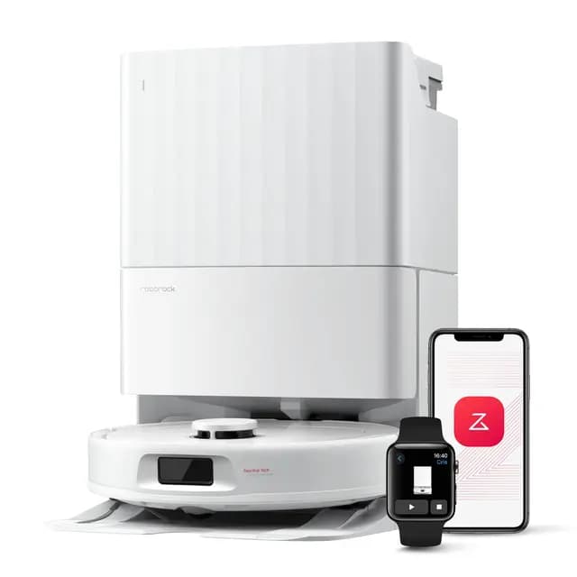 roborock QV 35A Aspirateur Robot Laveur, 8000Pa HyperForce, Station Multifonctionnelle, Serpillière Rotative 200 TR/Min & Relevable 10mm, Anti-enchevêtrement, Évitement d'obstacles, Cartographie, APP