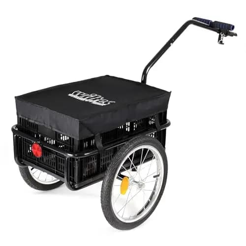 Wiltec Remorque pour vélo 50 kg Max., 1450 x 575 x 730 mm, Attelage Rapide, Charrette à Bras, Transport de Charges Randonnée Voyage, Chariot pour Bicyclette