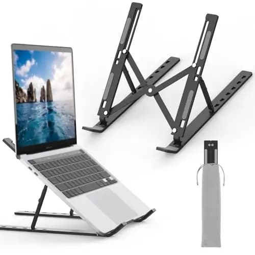 GRIFEMA GB1054B Support Ordinateur Portable Réglable, Support PC Pliable en Aluminium 7 Niveaux de Hauteur, Compatible MacBook Air/Pro, Dell 10-17,3 Pouces, Léger et Stable - Noir