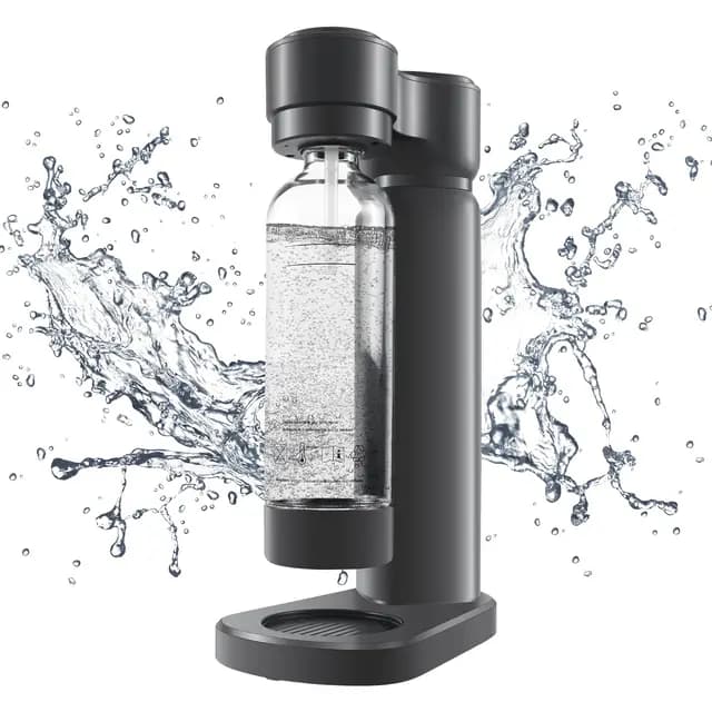 Machine à Soda Appareil à Gazeifier l'eau avec Bouteille PET de 1 Litre pour Gazéification Domestique sans BPA - Gris