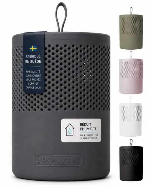 AbsoDry Duo Family - Déshumidificateur d'air anti moisissure non électrique - Absorbeur d'humidité - Pour une meilleure qualité de l'air - Anti humidité maison, salle de bain, chambre - Gris foncé