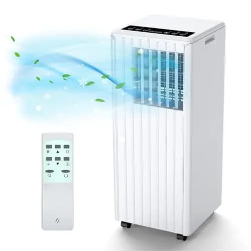 Garvee Climatiseur Portable 9000 BTU pour Pièces jusqu’à 26 m², 3 en 1 Refroidissement Déshumidification Ventilation, Double Tube, Silencieux ≤52 dB, Minuterie 24h, Télécommande Incluse